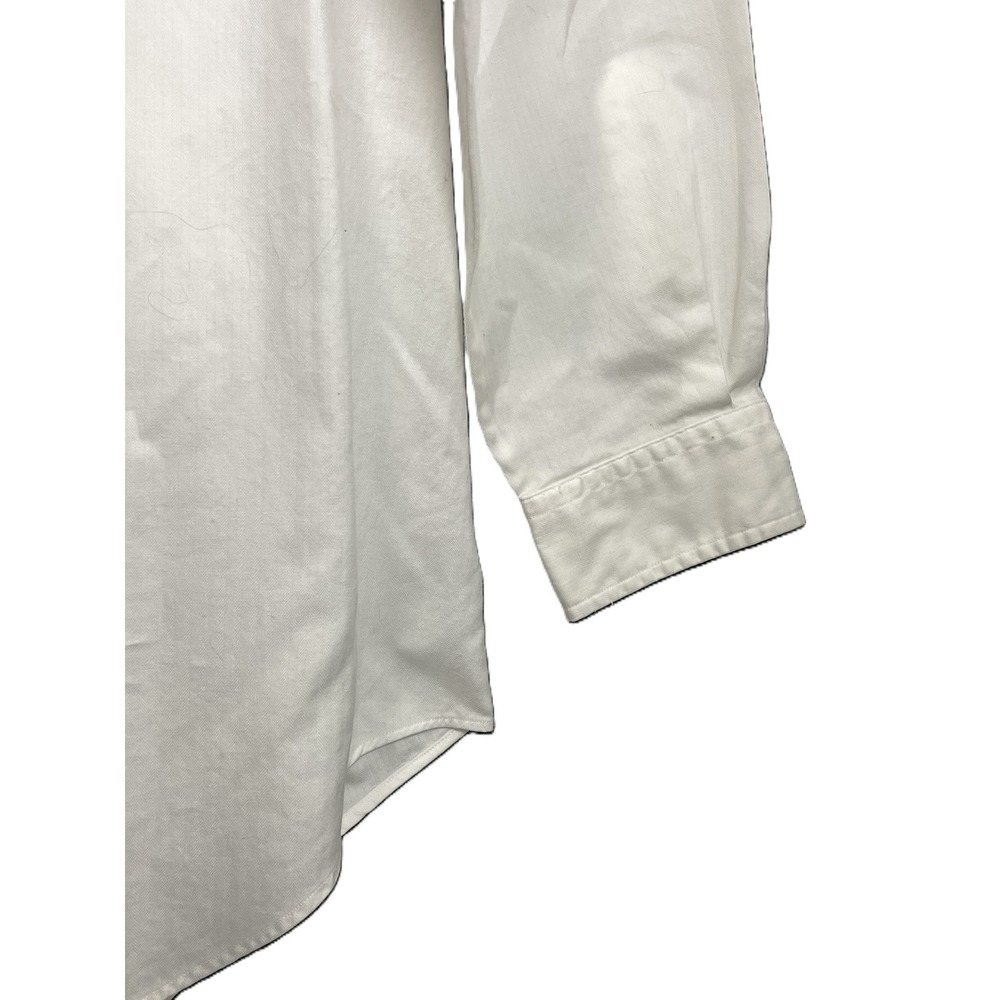 Vintage Ralph Lauren Yarmouth Mens 16 32/33 White Herringbone Button Down Shirt - Picture 12 of 16